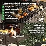 VonHaus Hybrid Dual Fuel BBQ – 2 in 1 Charcoal & Gas Barbecue with Warming Rack, Fold Down Shelf, Temperature Gauges, Wheels, Large Cooking Grills – Barbeque and Smoker – Grill Meat, Fish & Vegetables