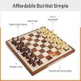 Chessnut Air Electronic Chess Board - A magnificent handcrafted wooden set with extra queens, LED, game and adaptive electronic chess apps. For 2 players, ages 10 and up.