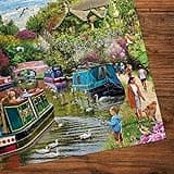 Gibsons River Retreat 1000 Piece Jigsaw Puzzle Beautiful Colourful Artwork Canal Boats Nostalgic Sustainable Jigsaw Puzzle for Adults Teens Premium 100% Recycled Board Great Gift | Gibsons Games