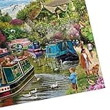 Gibsons River Retreat 1000 Piece Jigsaw Puzzle Beautiful Colourful Artwork Canal Boats Nostalgic Sustainable Jigsaw Puzzle for Adults Teens Premium 100% Recycled Board Great Gift | Gibsons Games