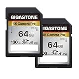 【5-Years Data Recovery】GIGASTONE 64GB 2-Pack SD Card, 4K Camera Pro, A1 V30 SDXC Memory Card 4K UHD Video Compatible with Canon Nikon Sony Panasonic Digital Camera, with 2 Mini Cases
