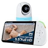 Babysense Full HD Split-Screen Baby Monitor with 1 PTZ Camera, Two-Way Talk, 6-Color Night Light, 5000mAh Battery, Long Range, 4x Zoom, and Crystal-Clear Audio