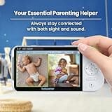 Babysense Full HD Split-Screen Baby Monitor with 1 PTZ Camera, Two-Way Talk, 6-Color Night Light, 5000mAh Battery, Long Range, 4x Zoom, and Crystal-Clear Audio