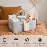 PUTSKA Nursery Storage Basket - Baby Nappy Caddy Organizer for Nappy Station, Newborn Essentials, Baby Shower Gifts and Registry Must-Haves for Boy or Girl