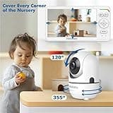 HelloBaby World's First 6" IPS Split Screen Baby Monitor with 2 Cameras - No WiFi, 30hr Battery, 355° Pan-Tilt, Night Vision, 1000ft, Portable Travel Video Audio Monitor with Temp Alert/Lullabies/VOX