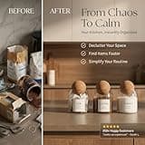 Livabl Tea Coffee and Sugar Canisters Set - Set of 3 Unique Cork Ball 500ml Glass Jars - Perfect Sugar Tea Coffee Set Organiser