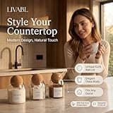 Livabl Tea Coffee and Sugar Canisters Set - Set of 3 Unique Cork Ball 500ml Glass Jars - Perfect Sugar Tea Coffee Set Organiser