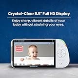 Babysense Full HD Split-Screen Baby Monitor with 1 PTZ Camera, Two-Way Talk, 6-Color Night Light, 5000mAh Battery, Long Range, 4x Zoom, and Crystal-Clear Audio