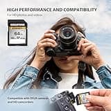 【5-Years Data Recovery】GIGASTONE 64GB 2-Pack SD Card, 4K Camera Pro, A1 V30 SDXC Memory Card 4K UHD Video Compatible with Canon Nikon Sony Panasonic Digital Camera, with 2 Mini Cases