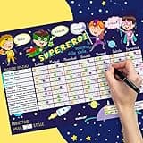 PACKLIST Tabella Delle Ricompense per Bambini Italiano - Tabellone Ricompense Supereroi in Soccorso Delle Stelle - Apprendimento Positivo con Risultati Dalla Prima Settimana - Prodotto Eco 100% Carta