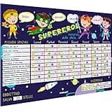 PACKLIST Tabella Delle Ricompense per Bambini Italiano - Tabellone Ricompense Supereroi in Soccorso Delle Stelle - Apprendimento Positivo con Risultati Dalla Prima Settimana - Prodotto Eco 100% Carta